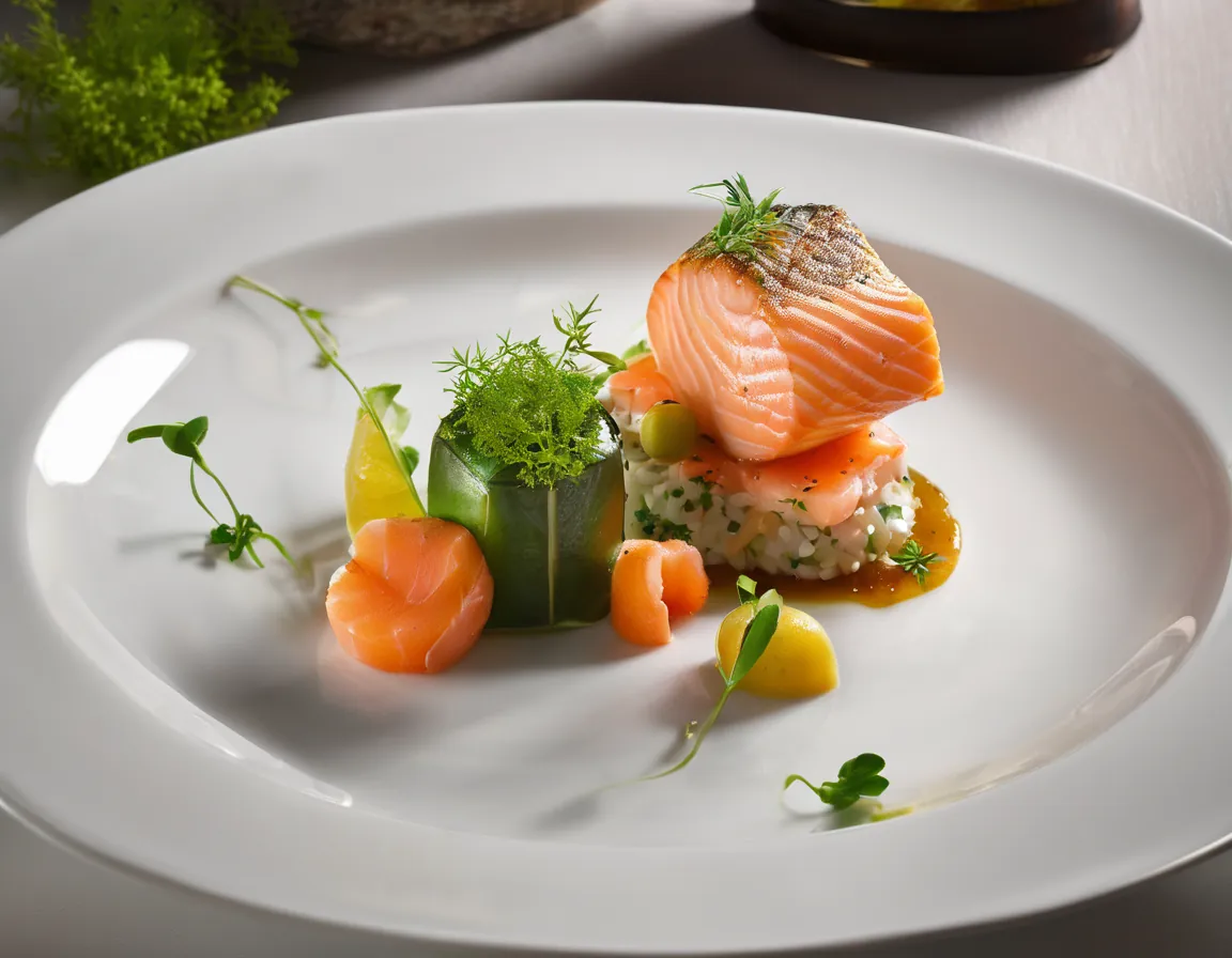 Filete de Salmón al Vapor con Verduras Primaverales