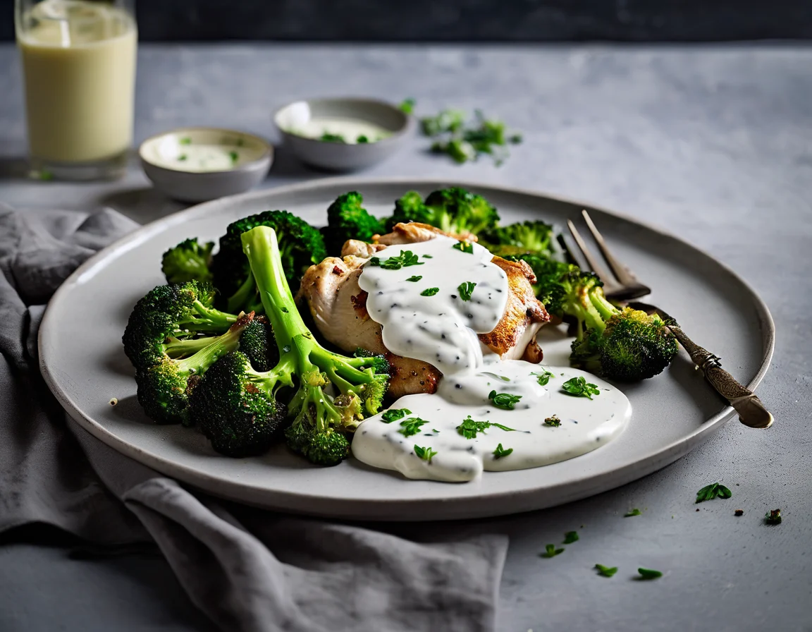 Pollo al Vapor con Brocoli y Salsa de Yogur Probiótico