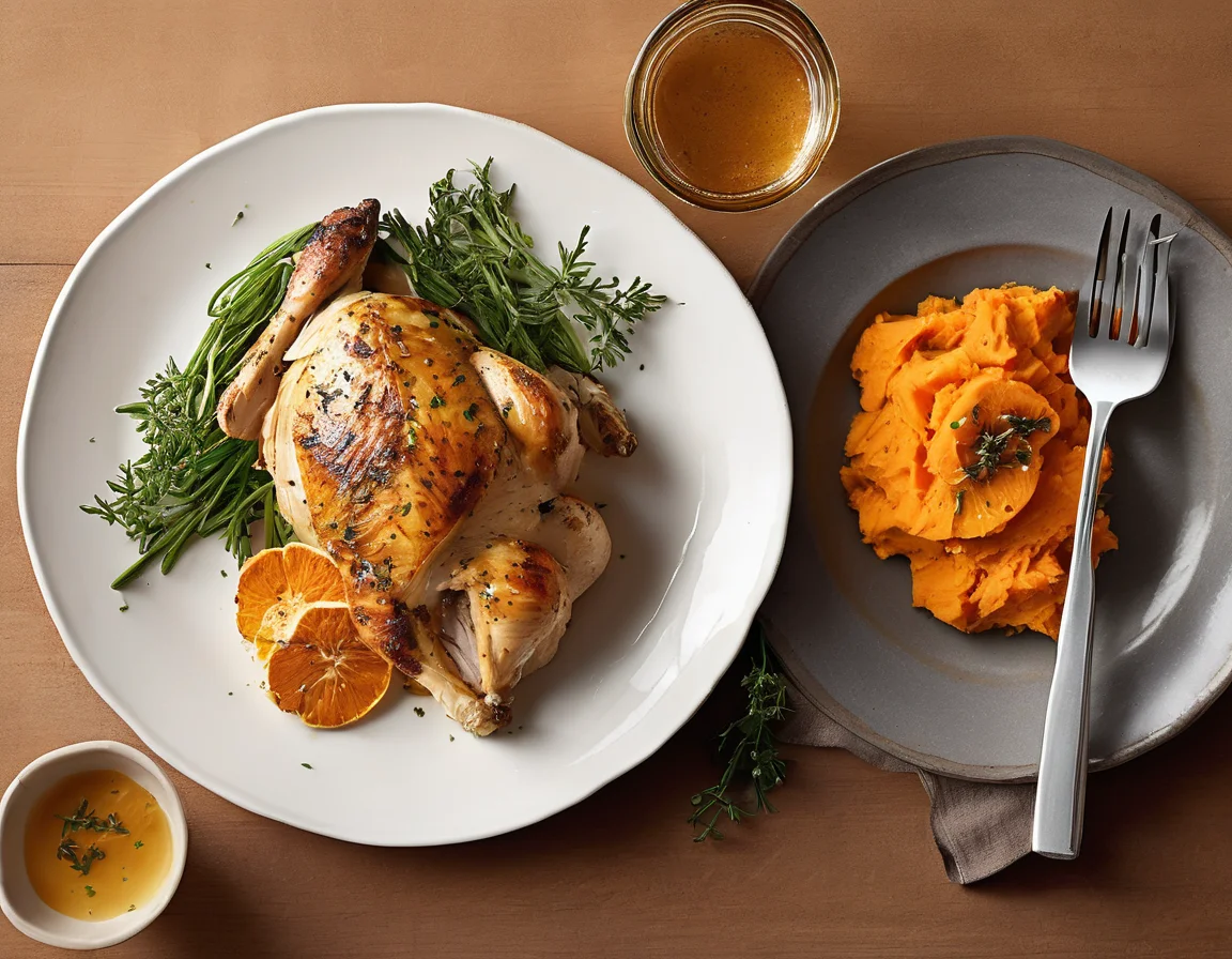 Pollo al Horno con Puré de Boniato Suave