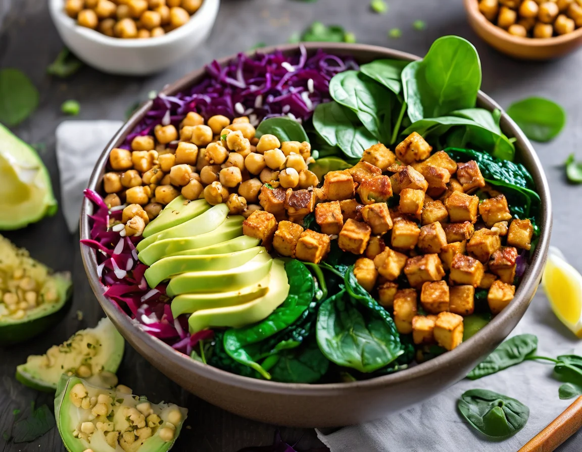 Tofu a la Española con Garbanzos y Espinacas