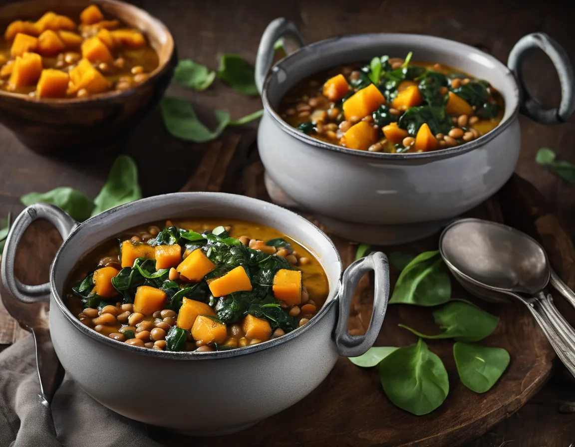 Guiso de Lentejas con Calabaza y Espinacas (Estilo Brasileño)