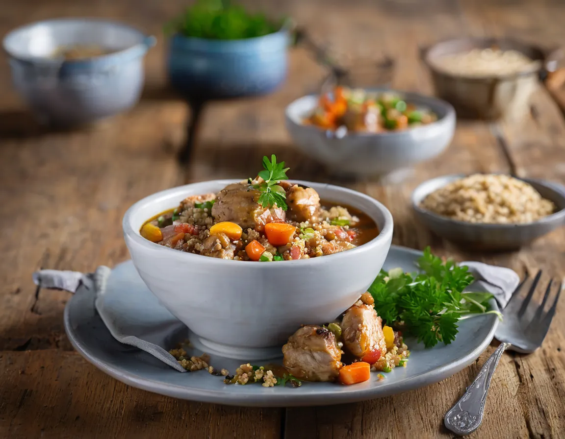 Guiso de Pollo y Cordero con Quinoa y Verduras