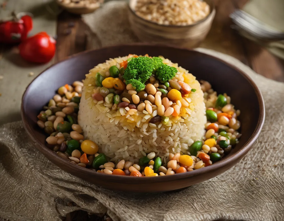 Habas a la Brasileña con Arroz Integral y Verduras