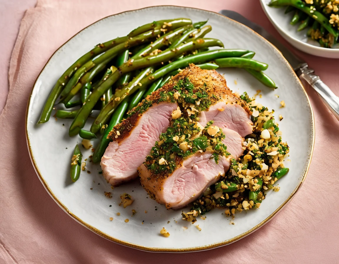 Lomo de Cerdo a la Española con Judías Verdes al Ajillo