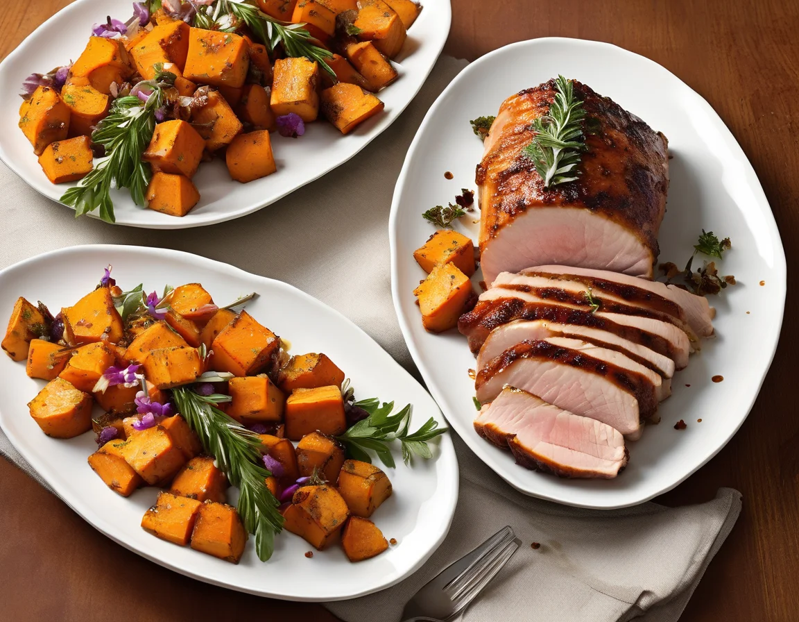 Lomo de Cerdo con Puré de Boniato y Hierbas Mediterráneas