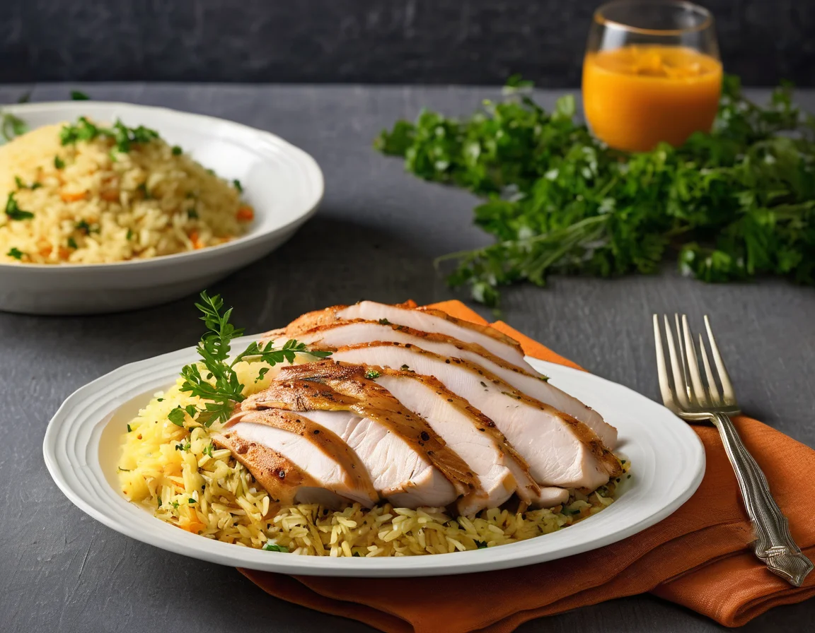 Pavo al Horno con Arroz Cremoso de Yogur y Hierbas