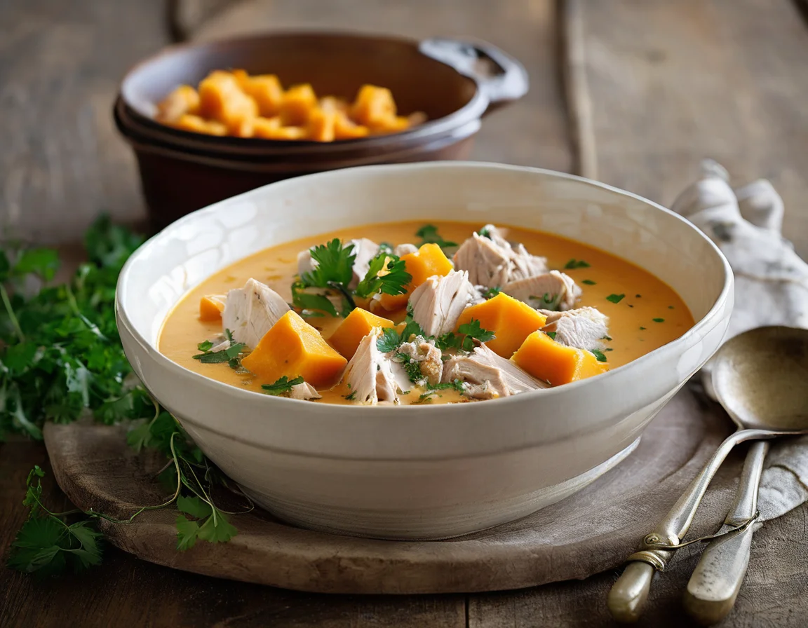 Pavo Asado con Puré de Calabaza y Yogur de Hierbas