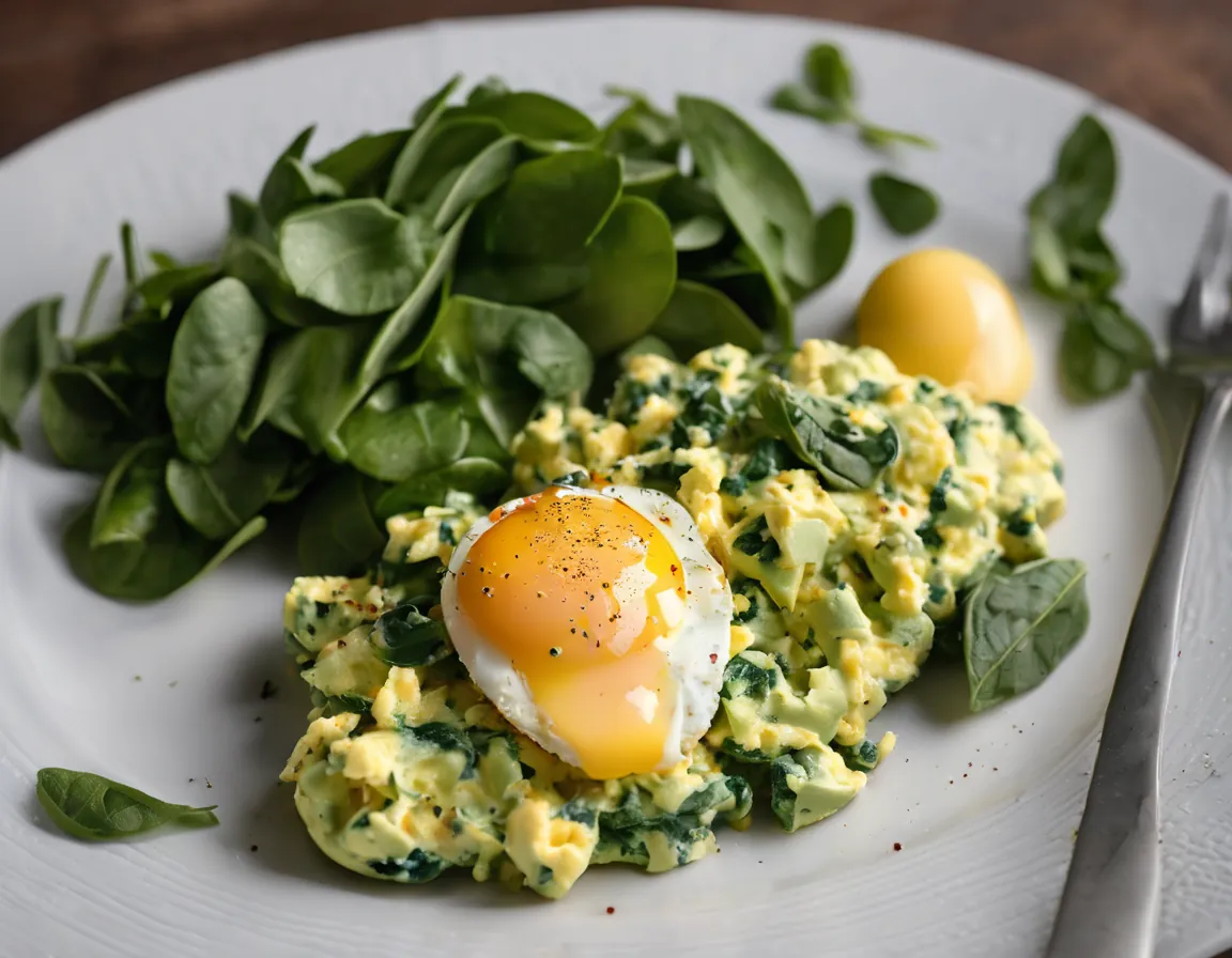 Huevos Revueltos Suaves con Espinacas y Aguacate para Personas con ERGE