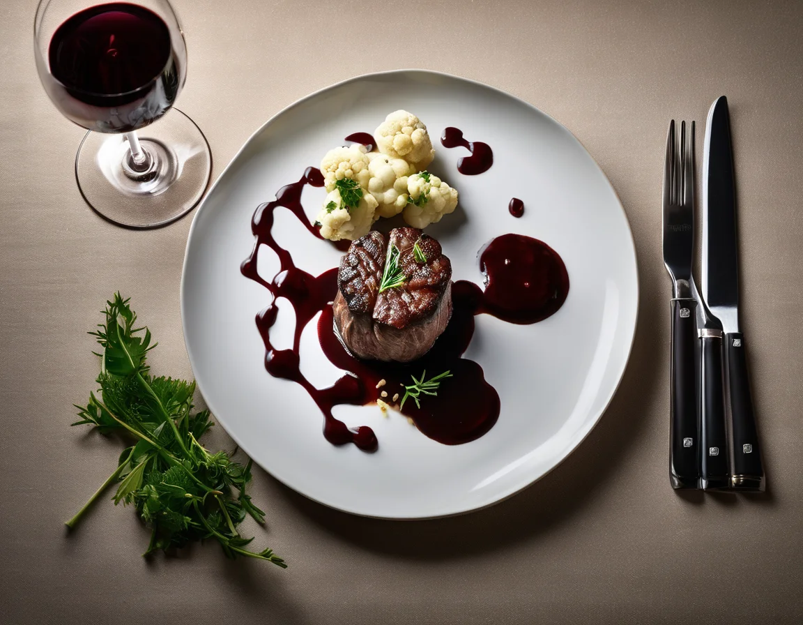 Estofado de Ternera con Crema de Coliflor al Azafrán