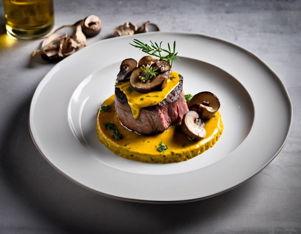 Filete Mignon con Champiñones en Salsa de Cúrcuma y Hierbas