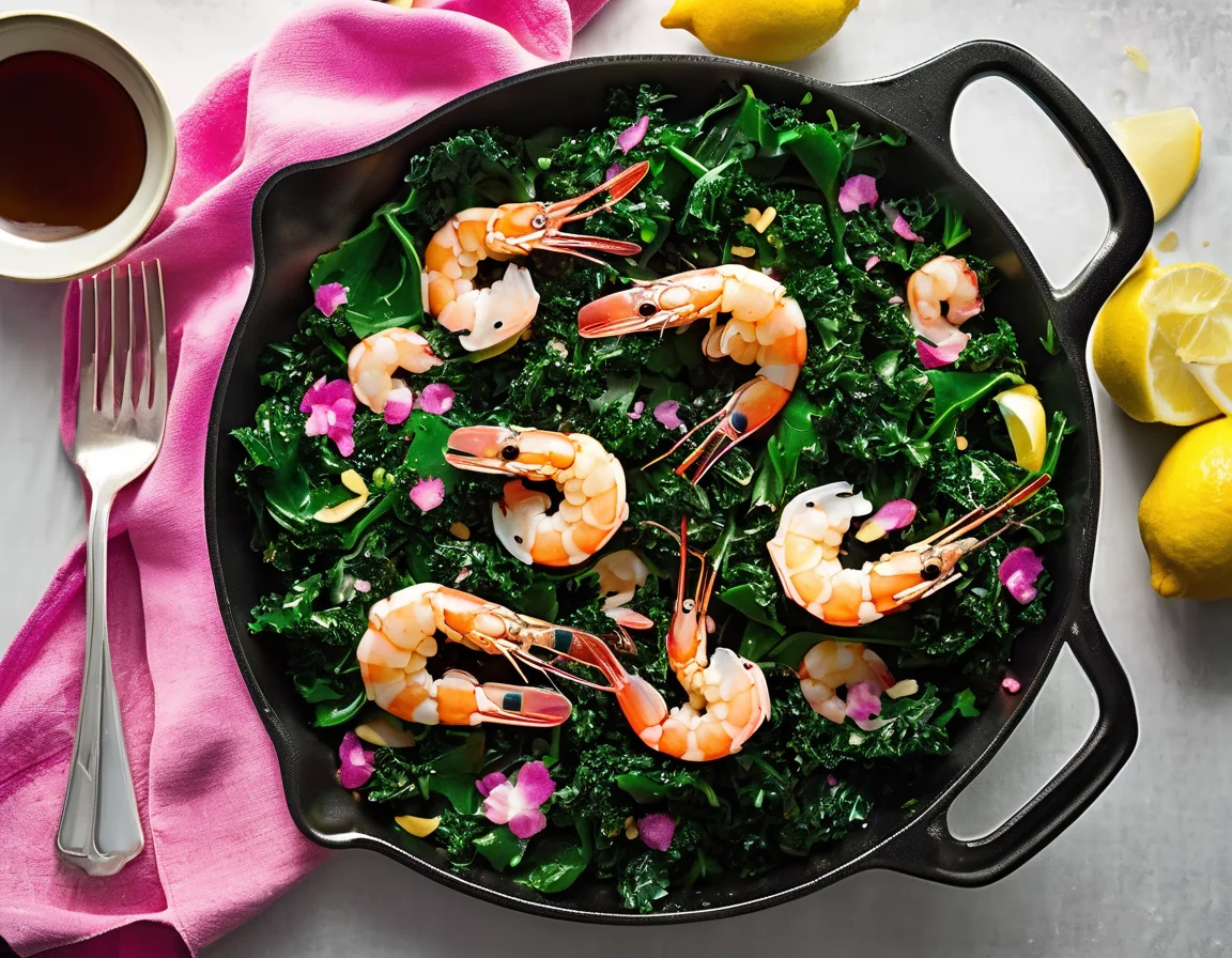 Gambas al Ajillo con Kale Salteado