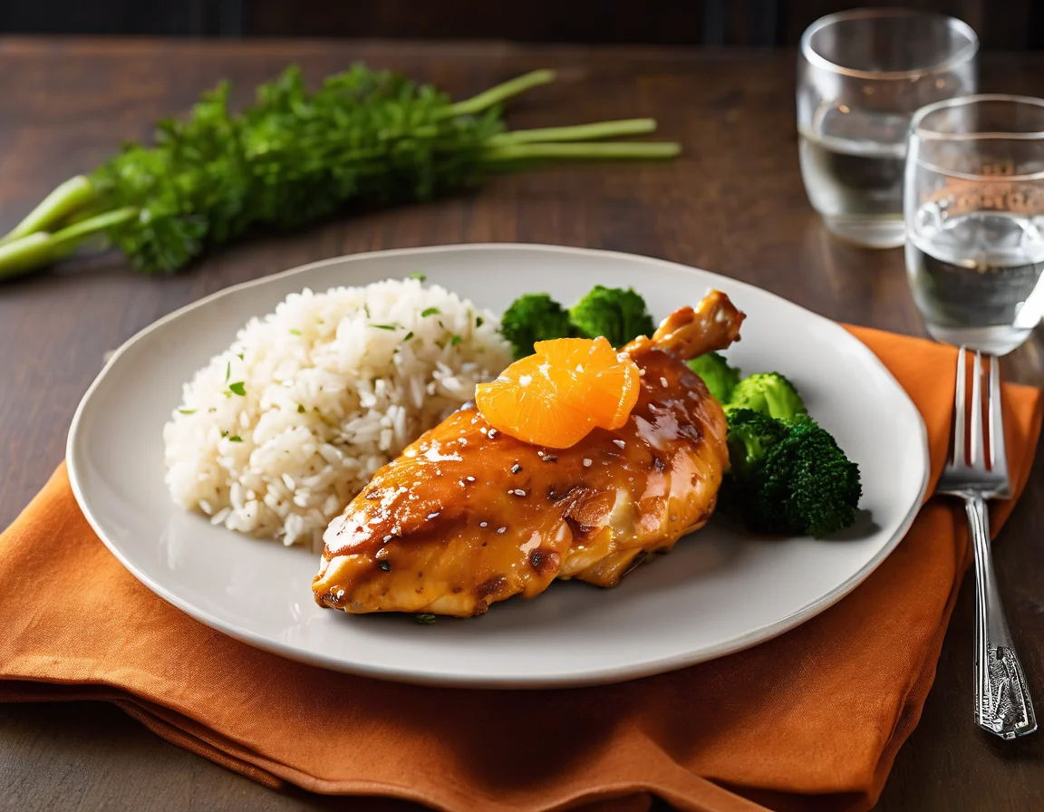 Pollo al Horno con Zanahorias Glaseadas y Arroz Blanco