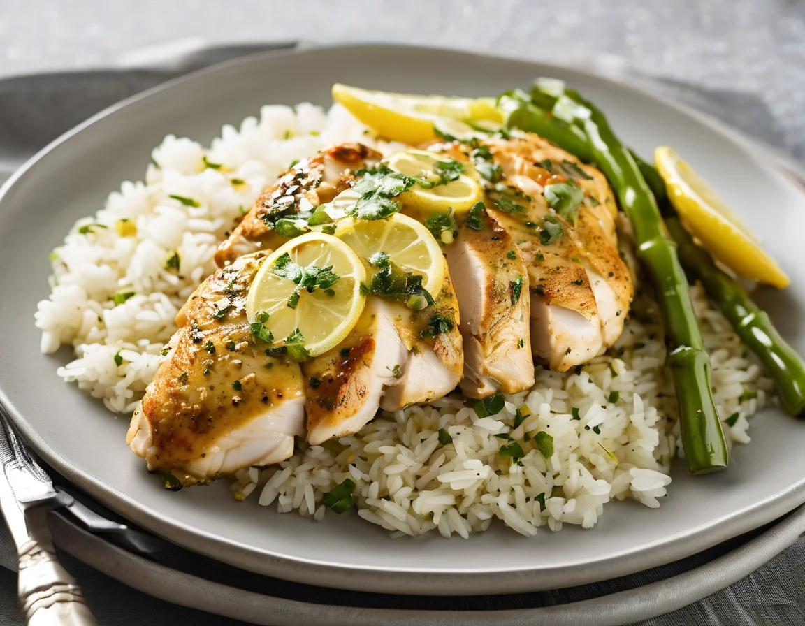 Pollo al Limón con Arroz Blanco Mediterráneo