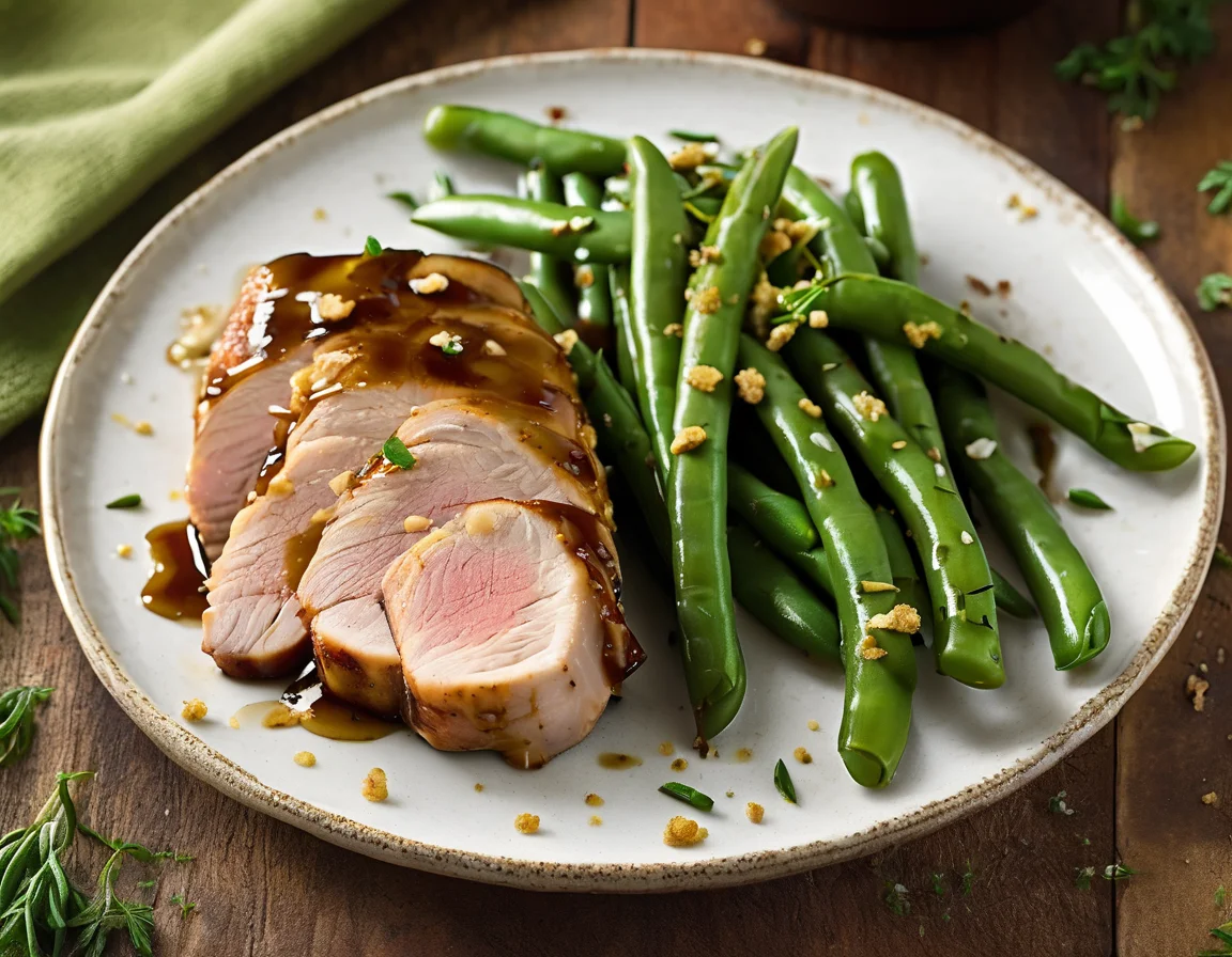 Lomo de Cerdo a la Española con Judías Verdes Salteadas