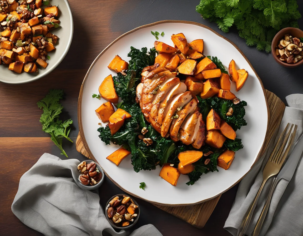 Pollo al Romero con Puré de Boniato y Almendras