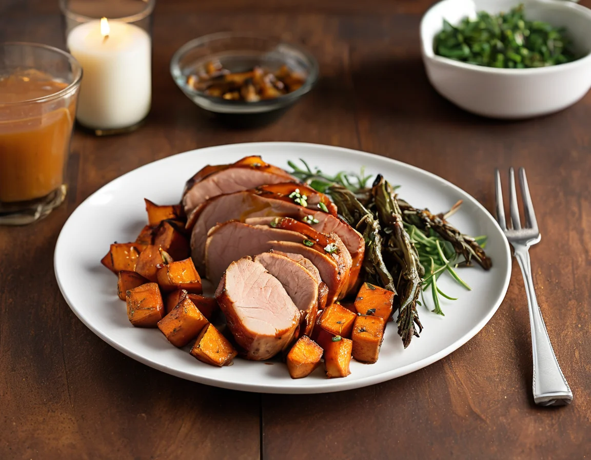 Lomo de Cerdo con Puré de Boniato y Hierbas Mediterráneas