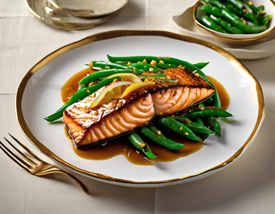 Salmón a la Plancha con Judías Verdes al Ajillo