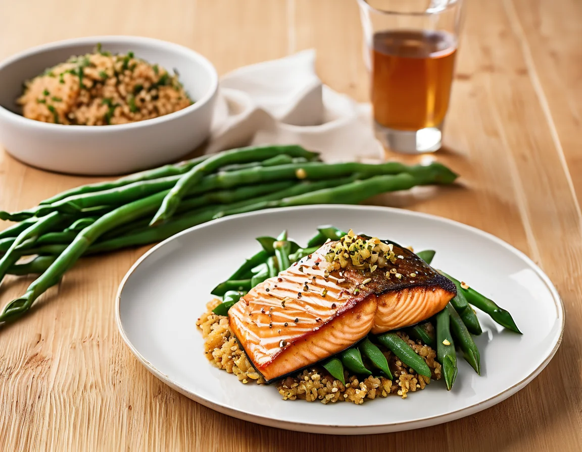 Salmón a la Plancha con Judías Verdes al Ajillo