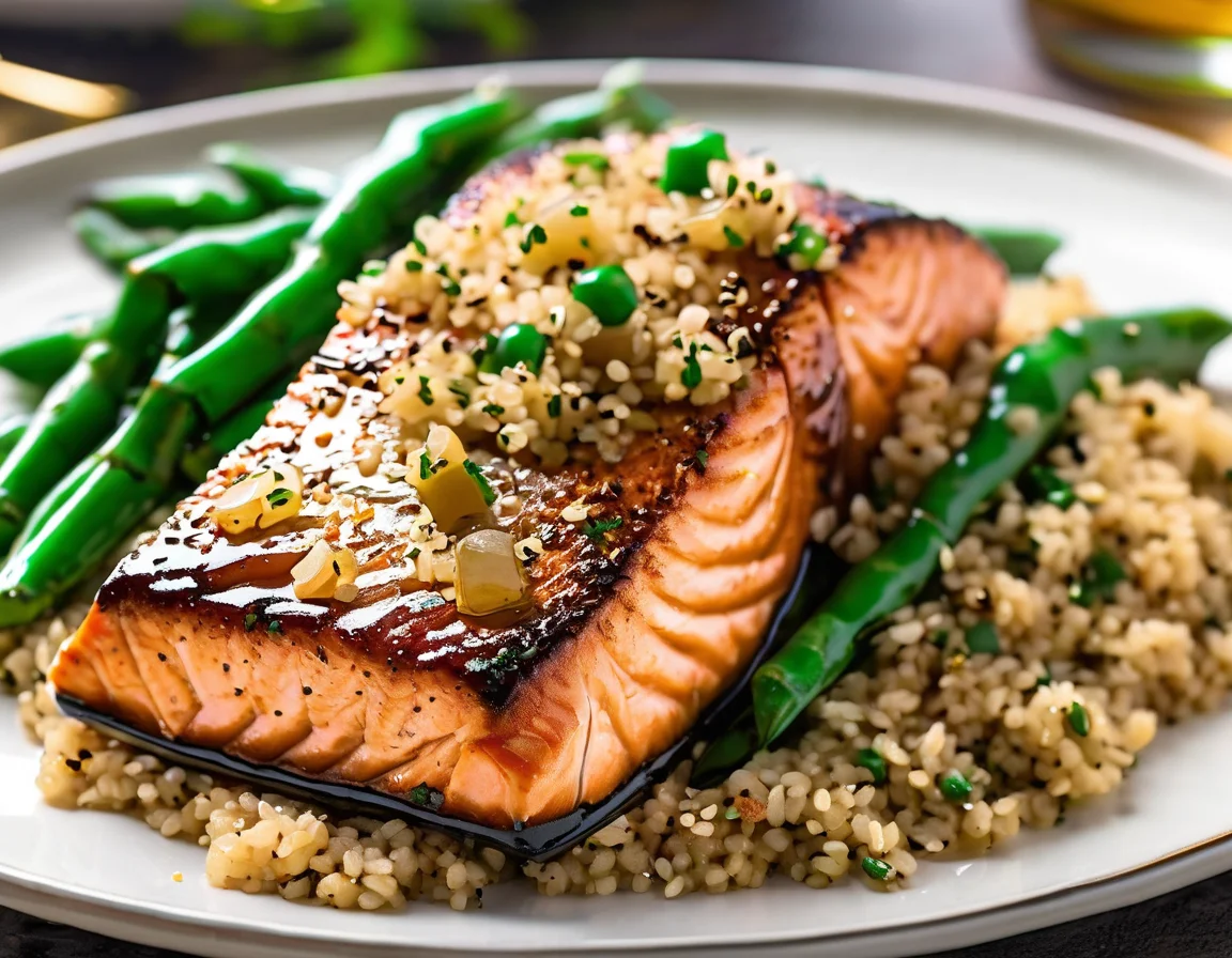 Salmón a la Plancha con Judías Verdes al Ajillo