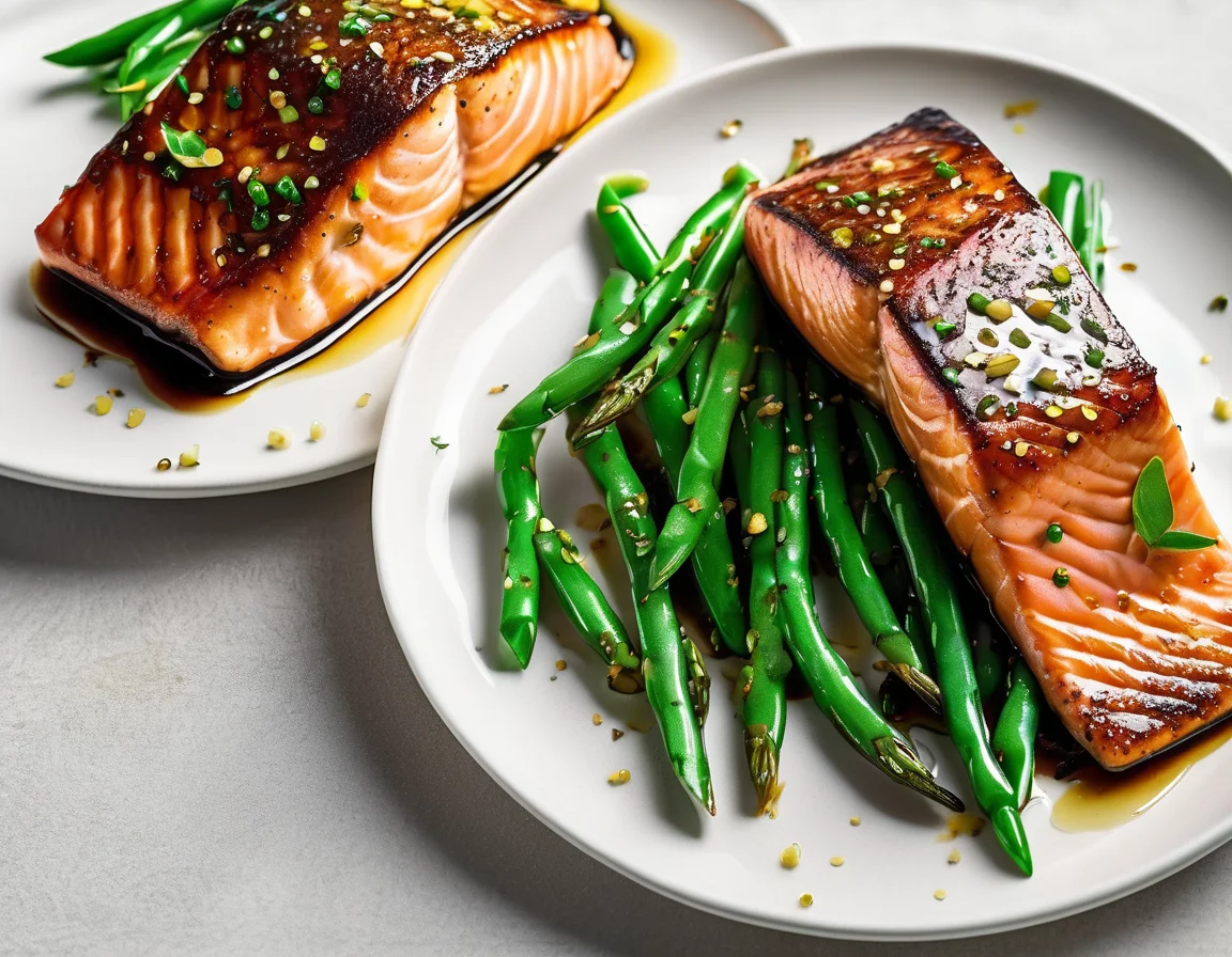 Salmón a la Plancha con Judías Verdes al Ajillo