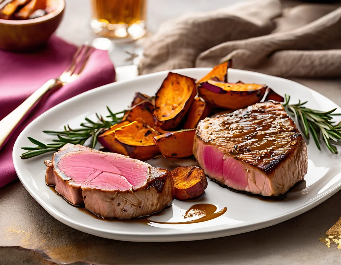 Atún con Puré de Boniato y Aliño de Limón y Hierbas