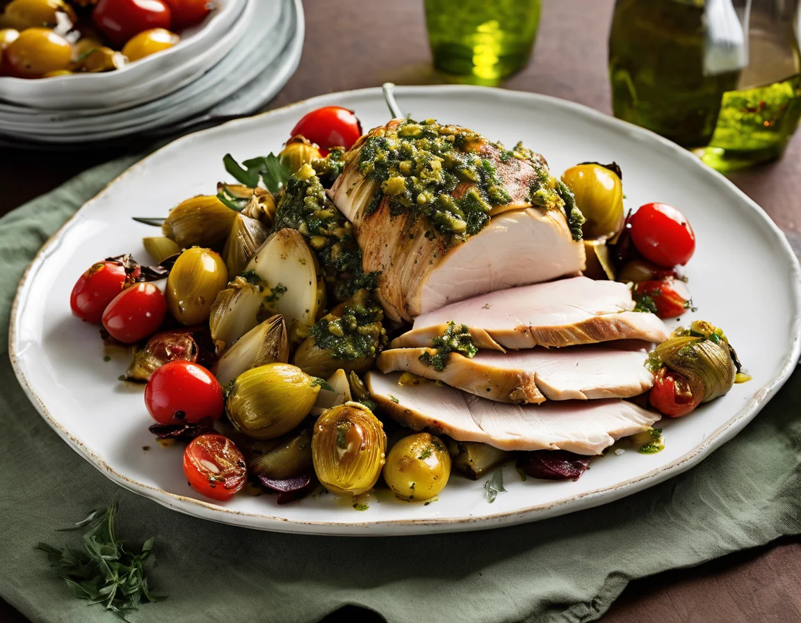 Pavo Relleno de Alcachofas al Romero con Ensalada de Quinoa