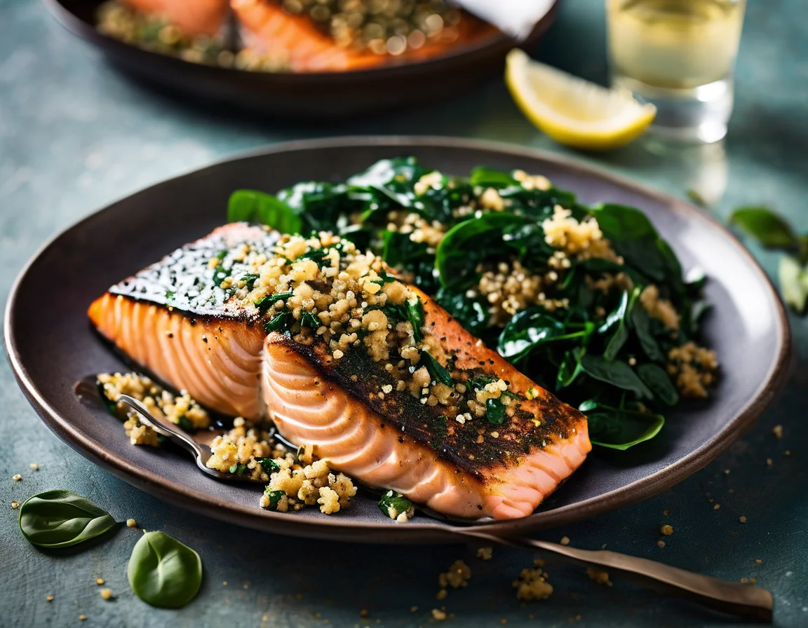 Salmón Mediterráneo con Espinacas y Quinoa
