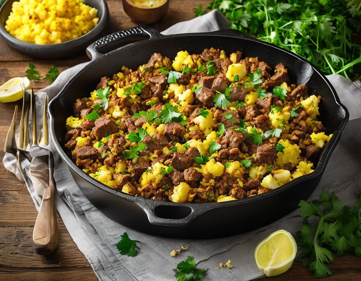 Estofado de Ternera con Puré de Coliflor al Azafrán