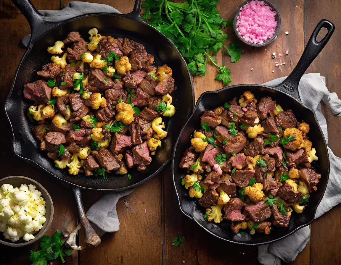 Estofado de Ternera con Puré de Coliflor al Azafrán