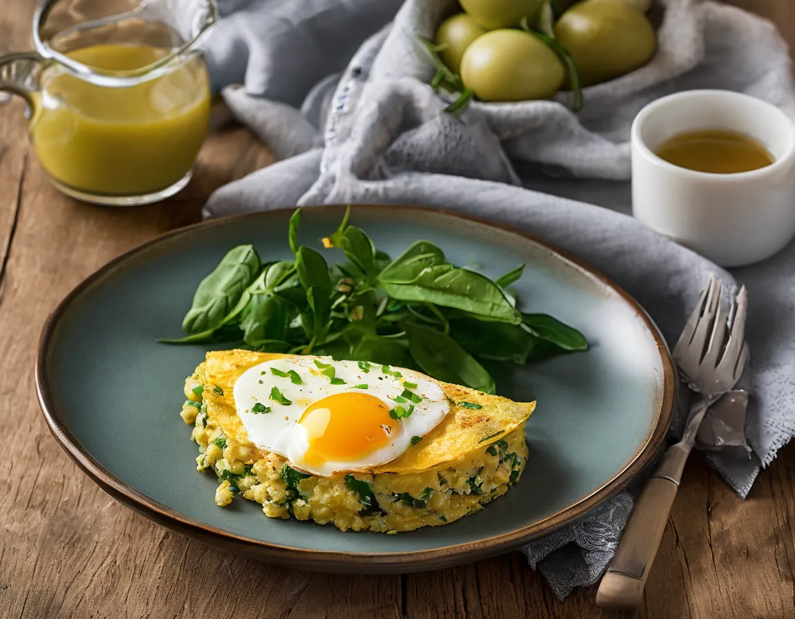Omelette de Espinaca y Quinoa con Salsa de Aguacate
