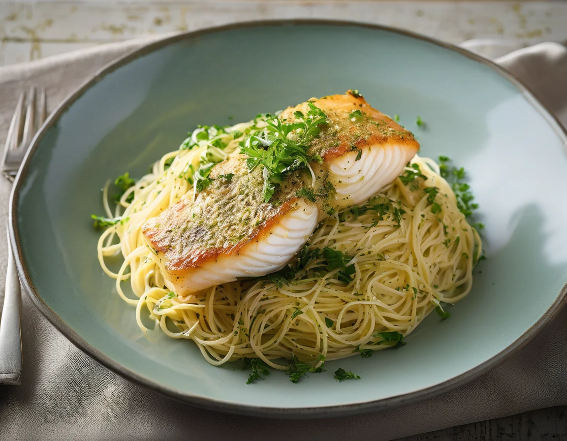 Fideos con Pescado al Limón y Hierbas