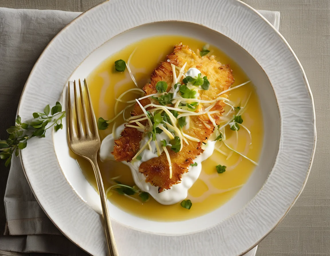 Lomo de Lubina con Puré de Batata y Salsa de Yogur y Eneldo