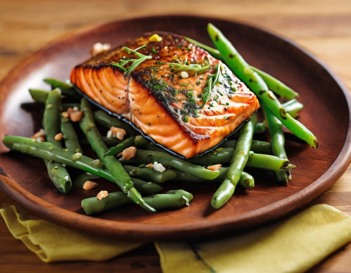 Salmón a la Plancha con Judías Verdes al Ajillo