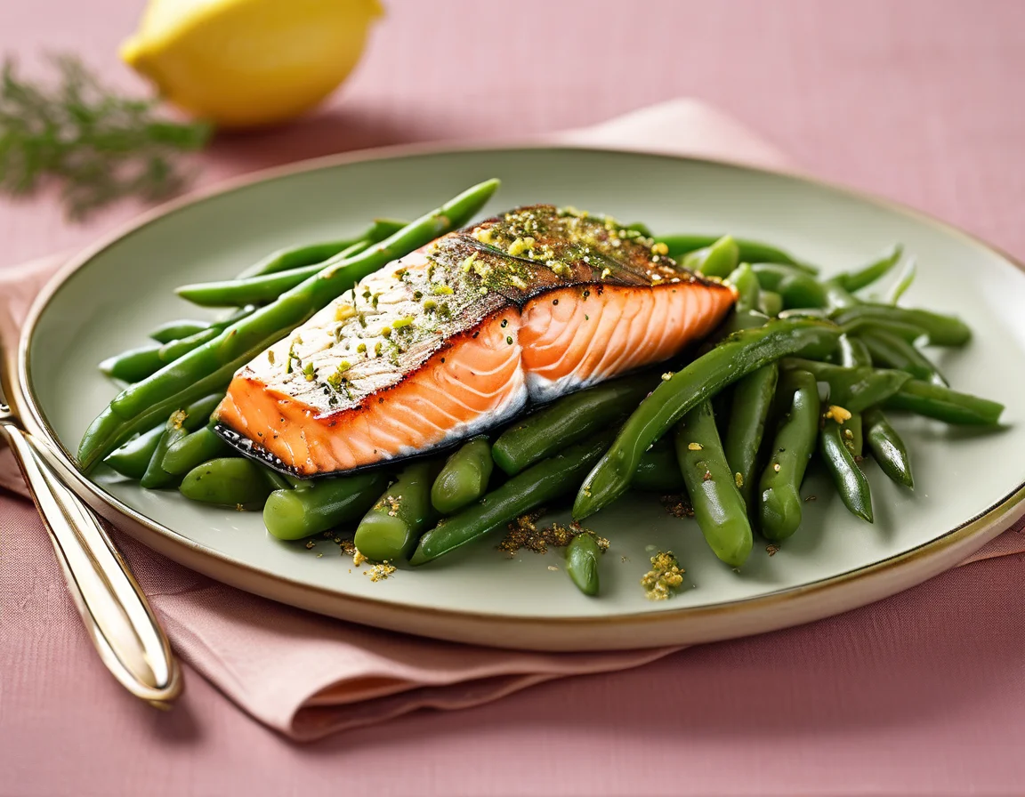 Salmón a la Plancha con Judías Verdes al Ajillo