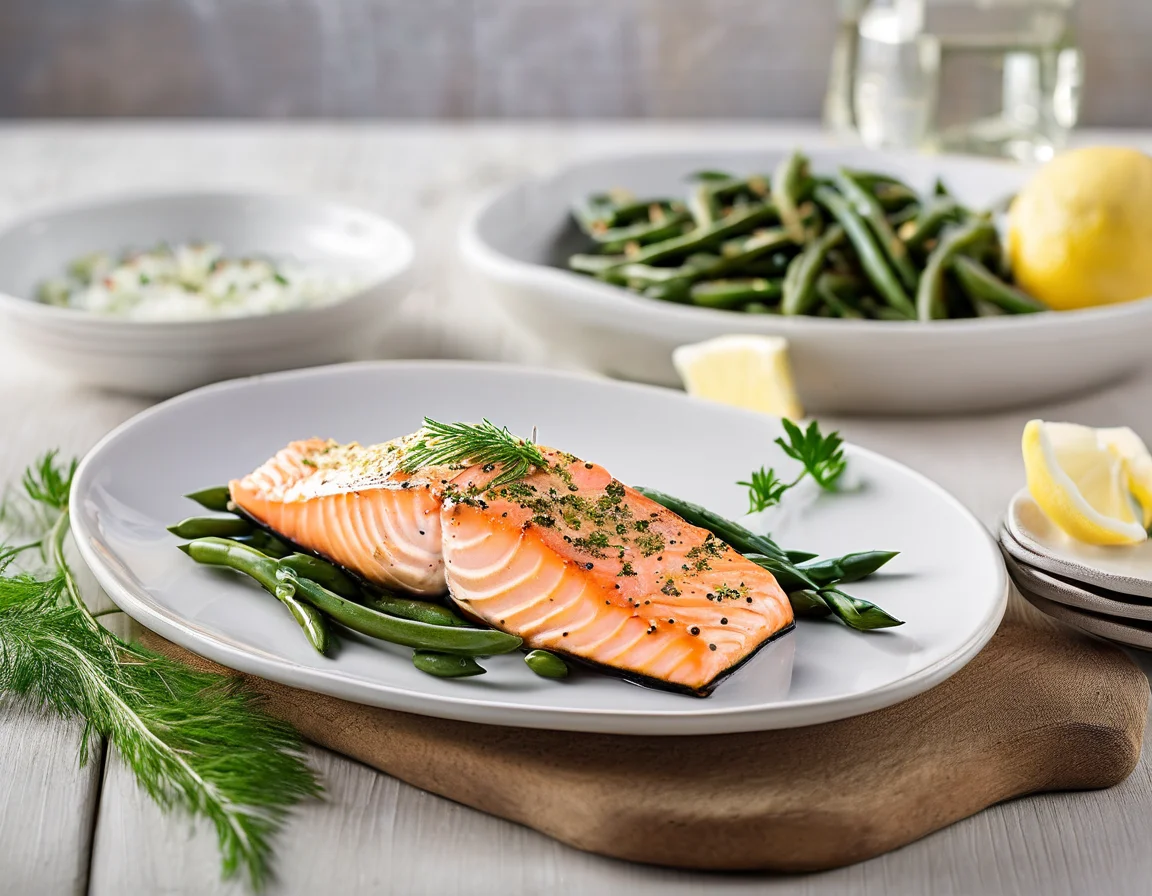 Salmón a la Plancha con Judías Verdes al Ajillo