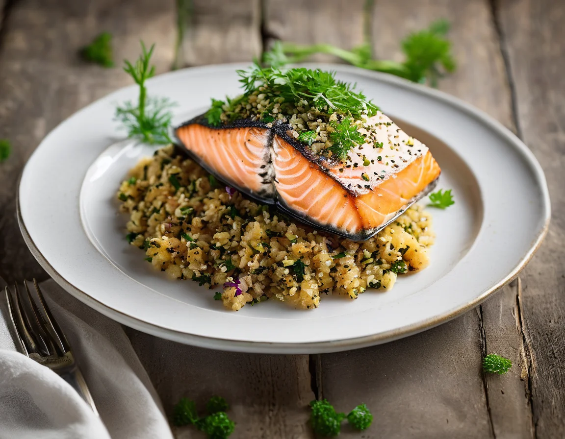 Salmón Mediterráneo con Quinoa y Verduras Asadas
