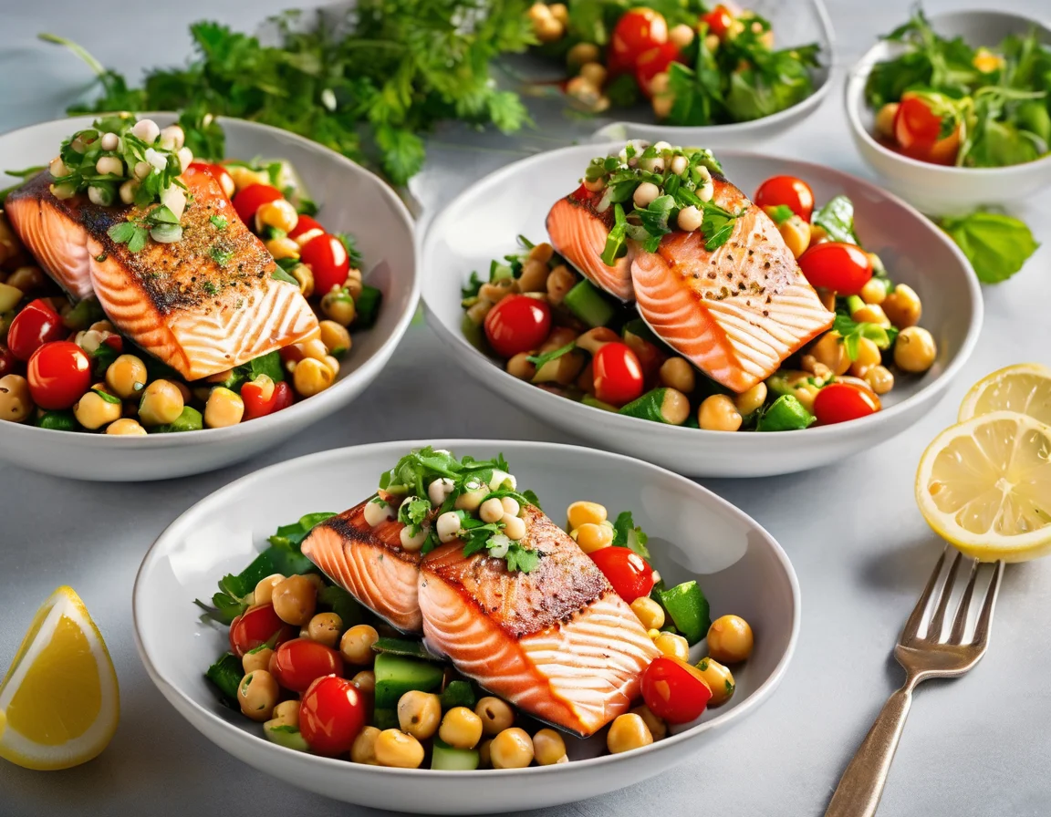 Salmón a la Española con Garbanzos y Espinacas