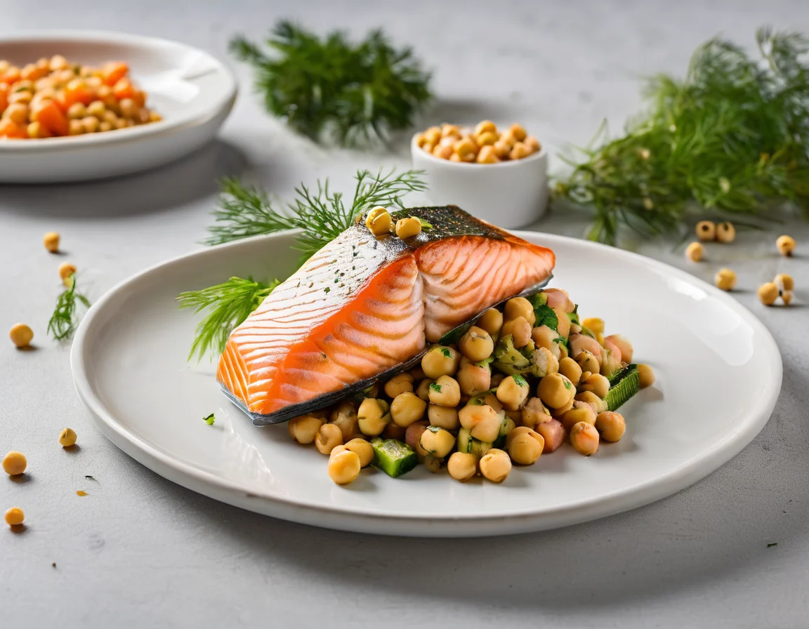 Salmón al Horno con Garbanzos Estofados a la Española