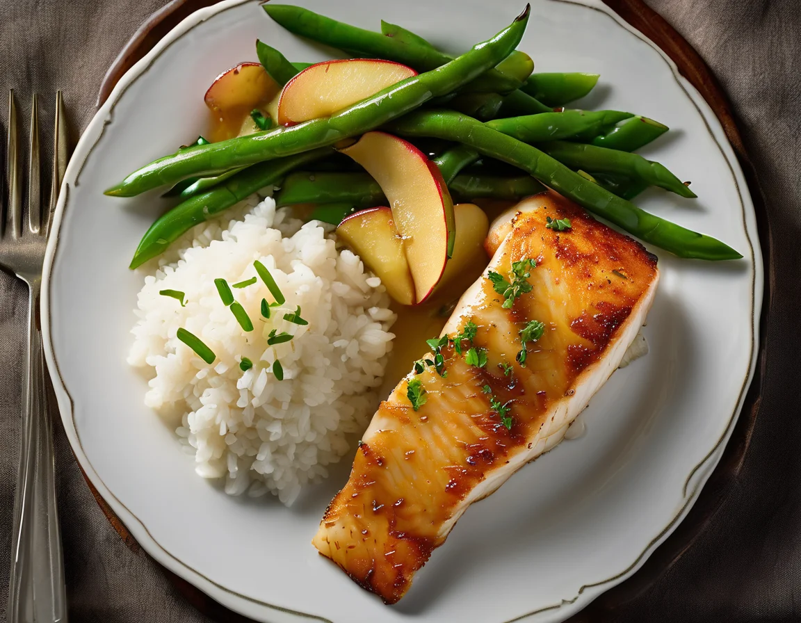 Lubina al Horno con Salsa de Manzana y Hierbas