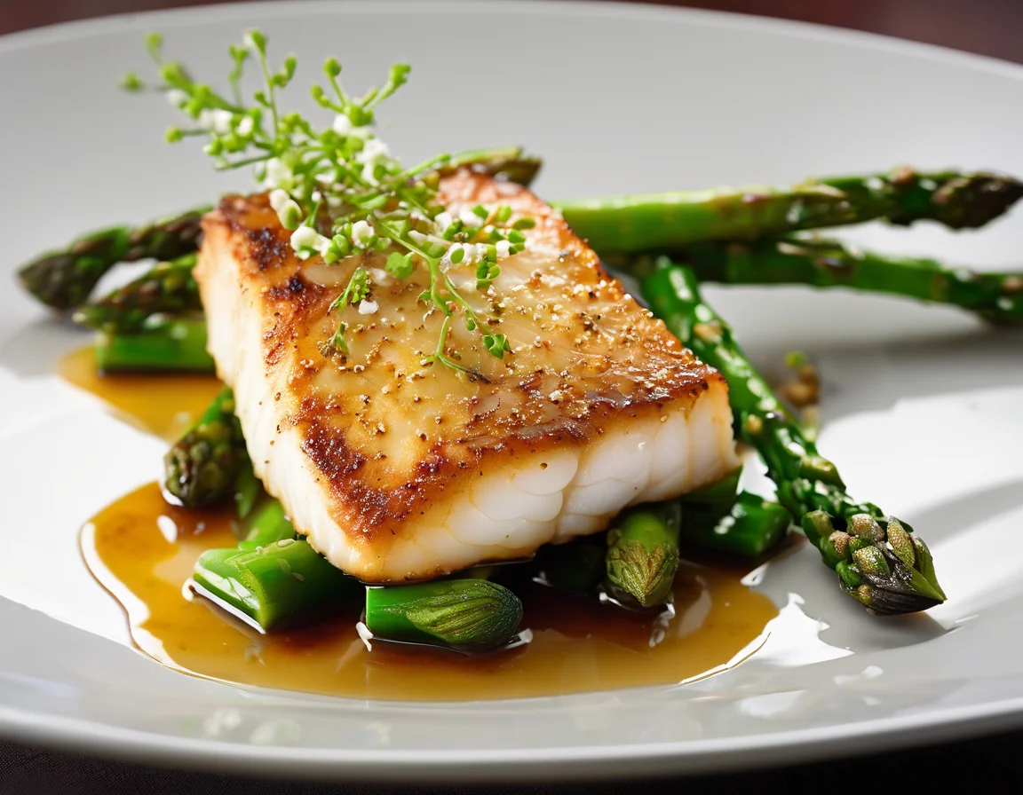 Lomo de Merluza al Horno con Salsa de Pera y Jengibre