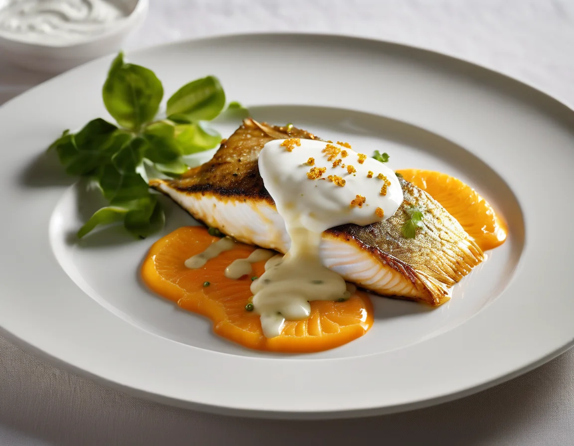 Lomos de Pescado al Horno con Puré de Zanahoria y Kéfir