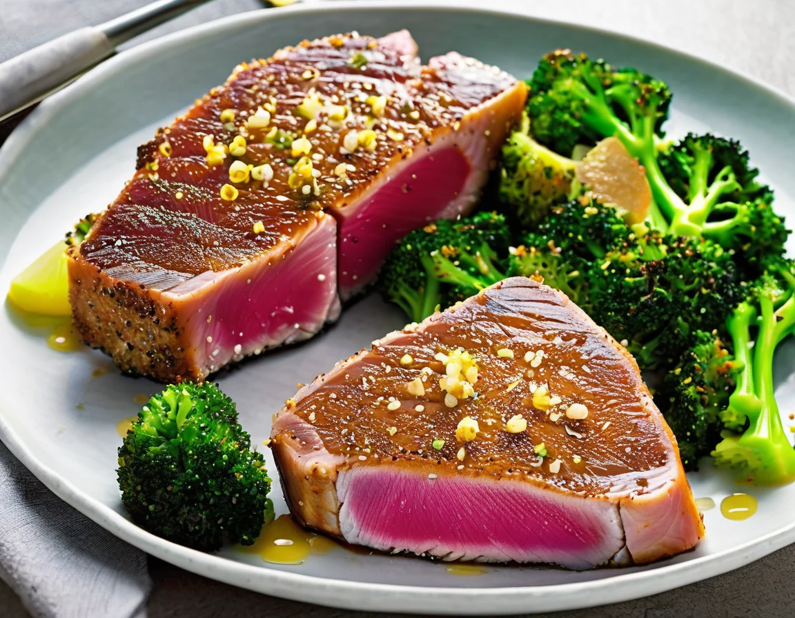 Filete de Atún con Brócoli al Limón y Hierbas