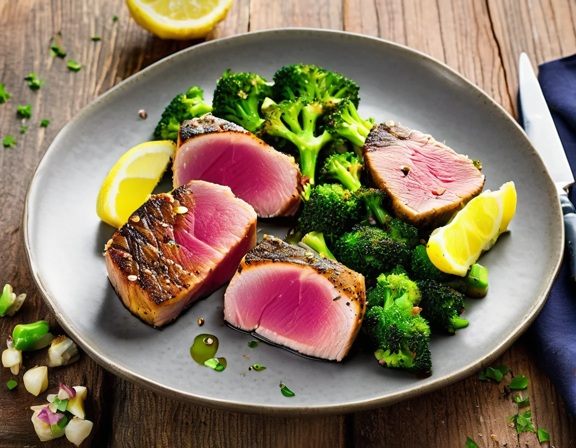 Filete de Atún a la Española con Brócoli al Limón