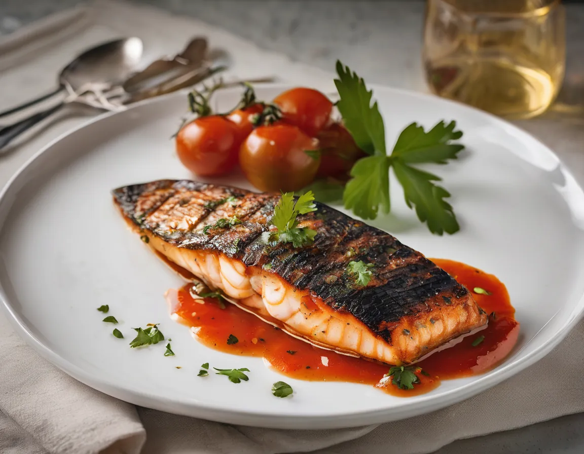 Pescado a la Parrilla con Salsa de Tomate Baja en Fructosa