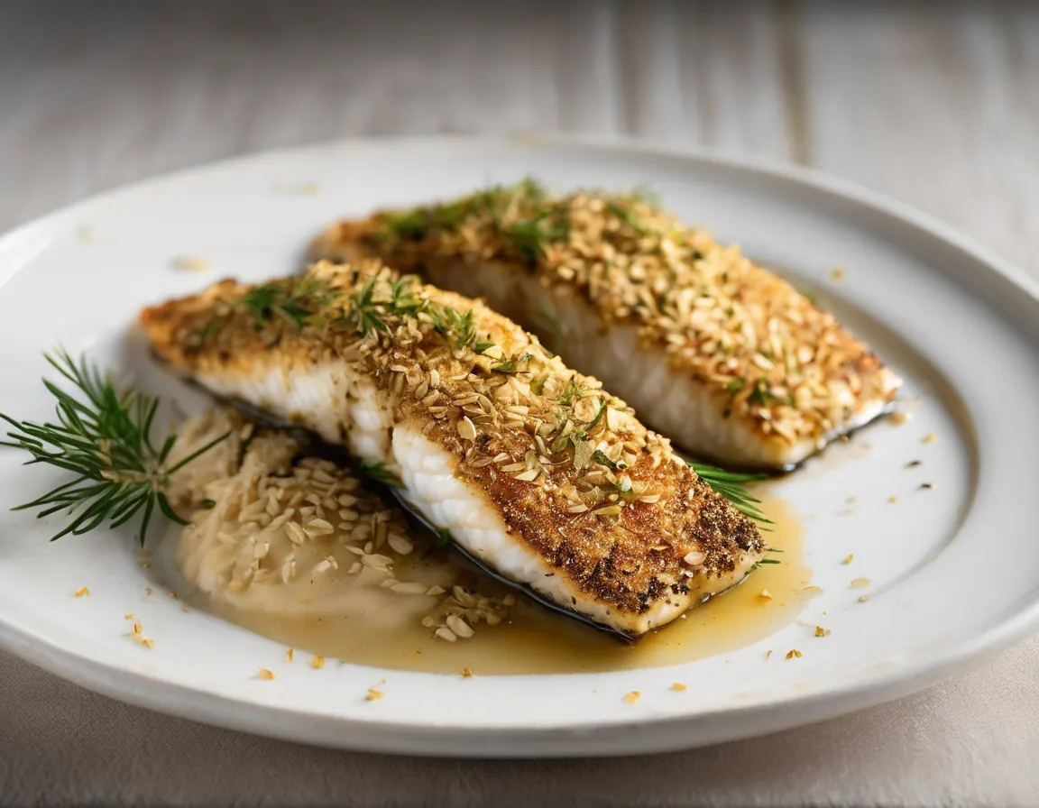 Pescado al Horno con Costra de Avena y Hierbas