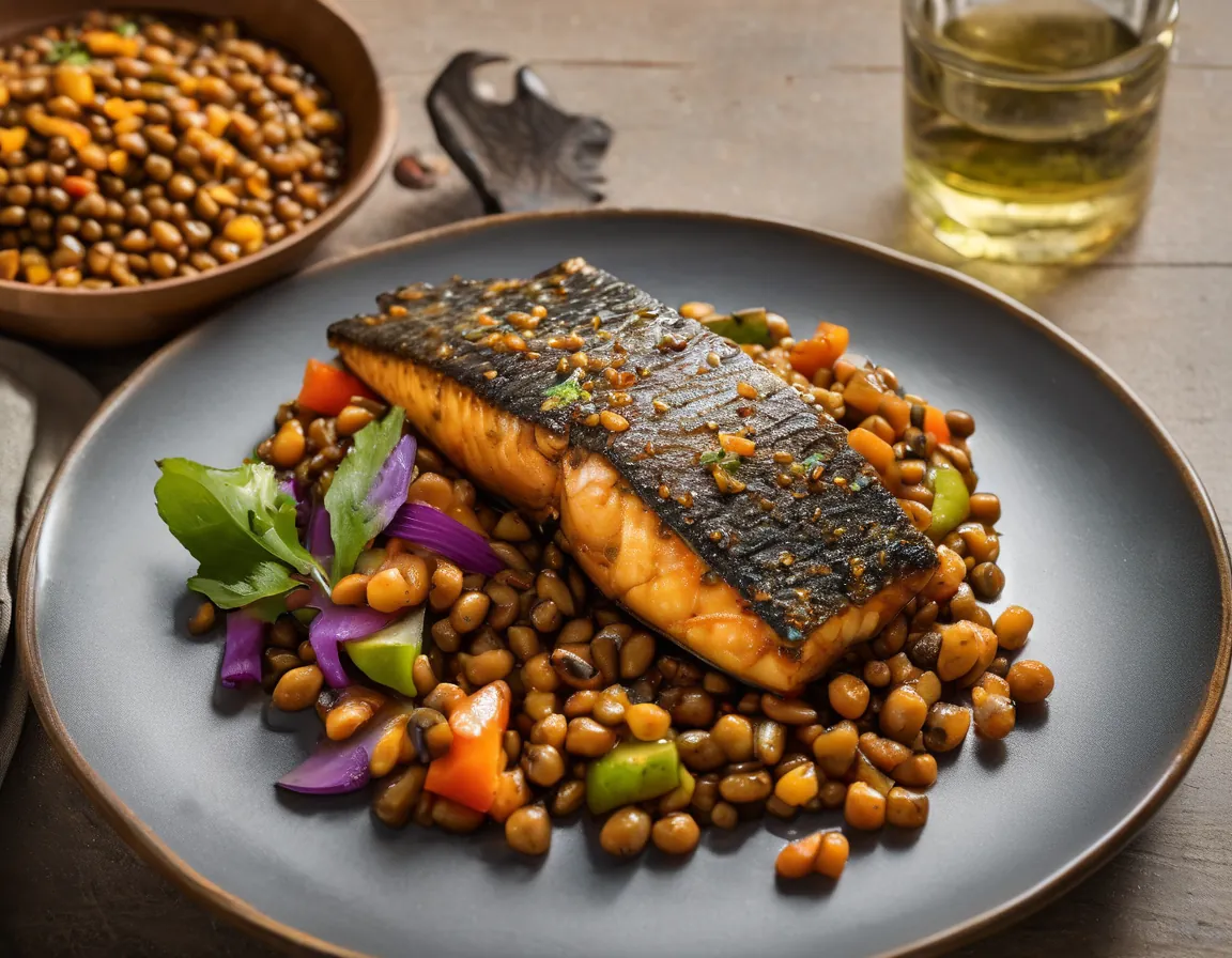 Pescado con Lentejas al Estilo Latino Adaptado para Resistencia a la Insulina
