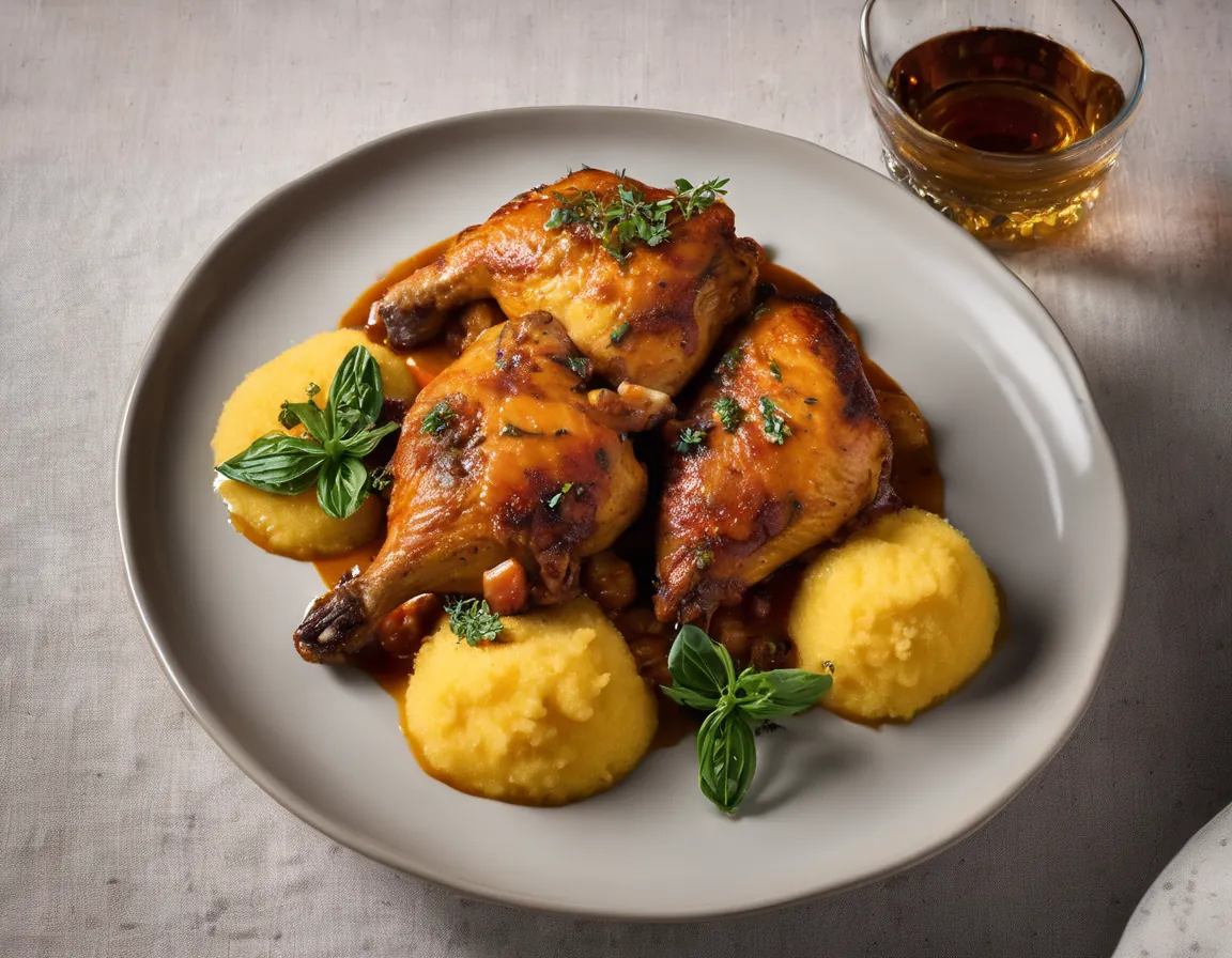 Pollo a la Cazadora con Polenta Integral