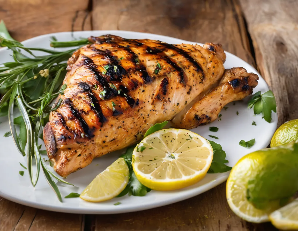 Pollo a la Parrilla con Zanahorias Asadas al Limón y Hierbas