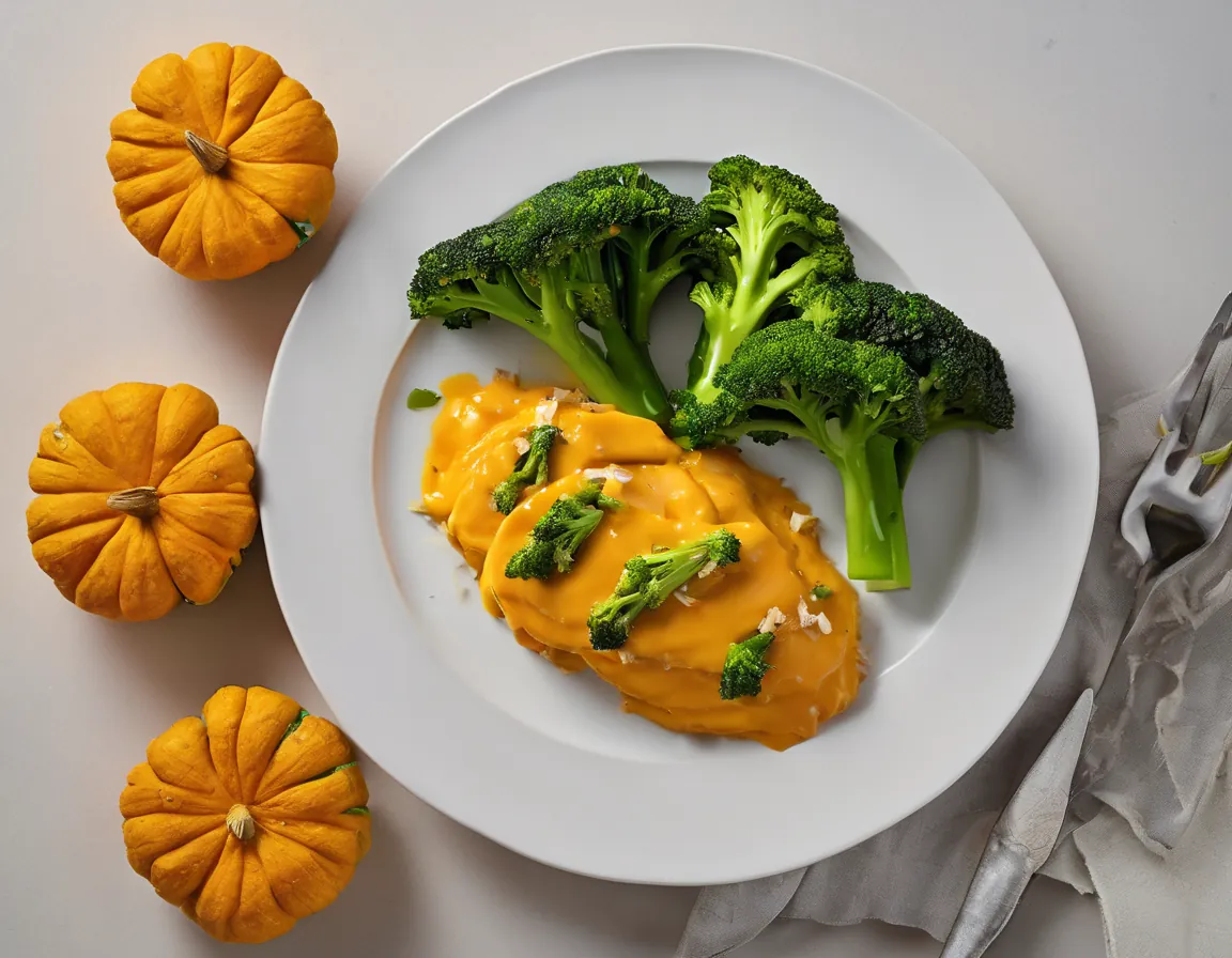 Pollo al Vapor con Brócoli Suave y Puré de Calabaza