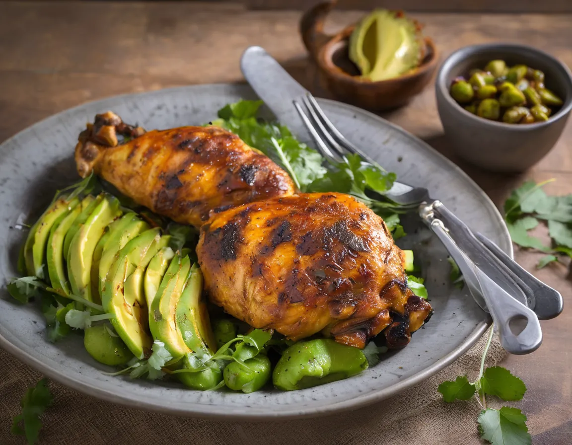 Pollo Asado con Zanahorias al Horno y Ensalada de Aguacate Adaptado para Resistencia a la Insulina